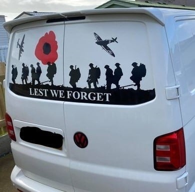 Large Plane Lest We Forget - Transporter VW T2 T3 T4 T5 T6 (MADE FOR ANY MODEL)