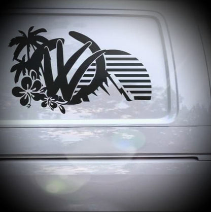 2 x Sunset Palm Tree Scene Designs in 2 Colours