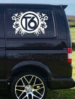 2 x VW T4 T5 T6 Floral Design Logos - Side Designs