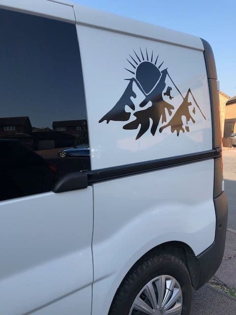 Pair Of Mountains With Sun Camper Graphics TVP