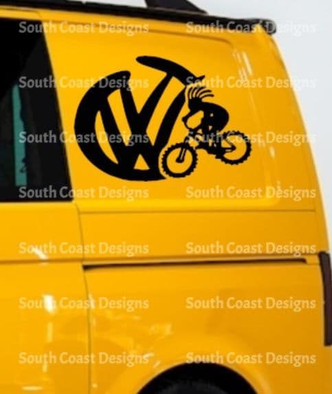 2 x VW Logos With Bikes - Side Designs