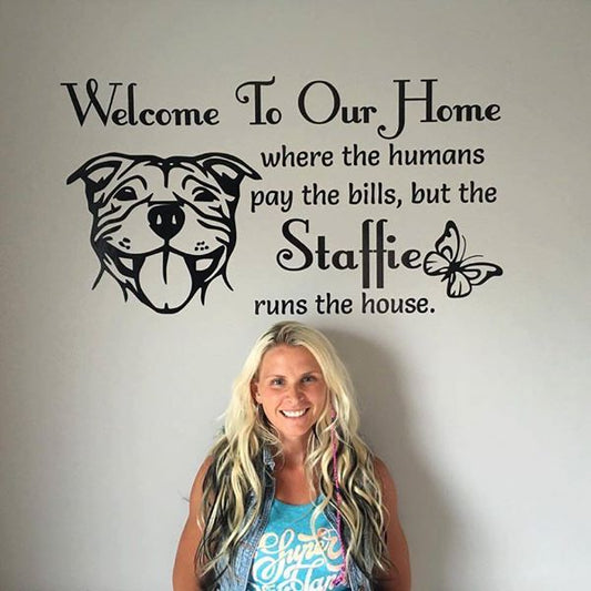 Welcome To Our Home Staffie Wall Sticker