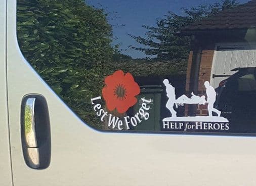 1x Help For Heroes 1x Lest We Forget Decals