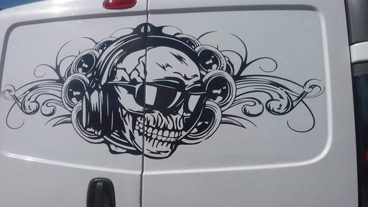 Skull With Headphones - TVP Back Doors Decal Sticker