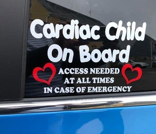 Cardiac Child On Board  - Red Hearts