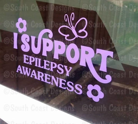 Support Epilepsy Awareness - Car Sticker With Butterfly