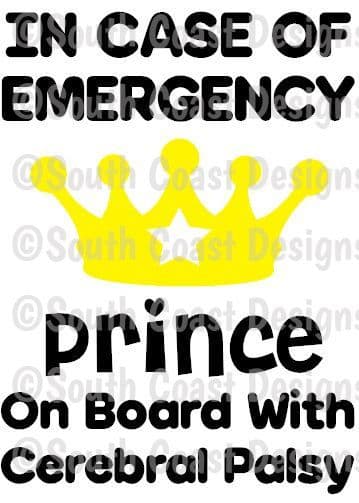 In Case Of Emergency - Prince On Board With Cerebral Palsy