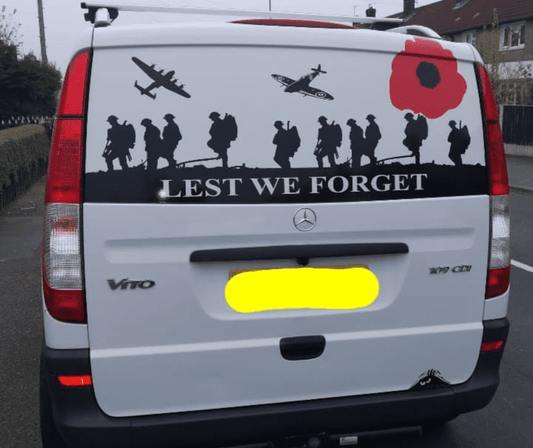 Lest We Forget - Mercedes Vito Back Door Sticker (Any Year)