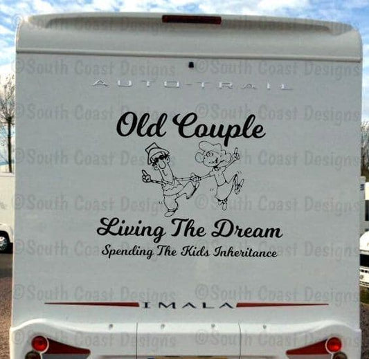Old Couple Living The Dream Caravan or Motorhome - 2 Designs Available