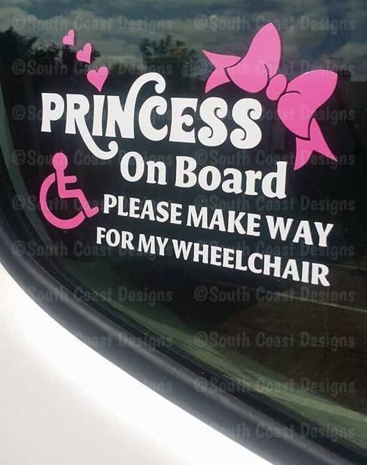 Princess On Board With Bow Please Make Way For My Wheelchair