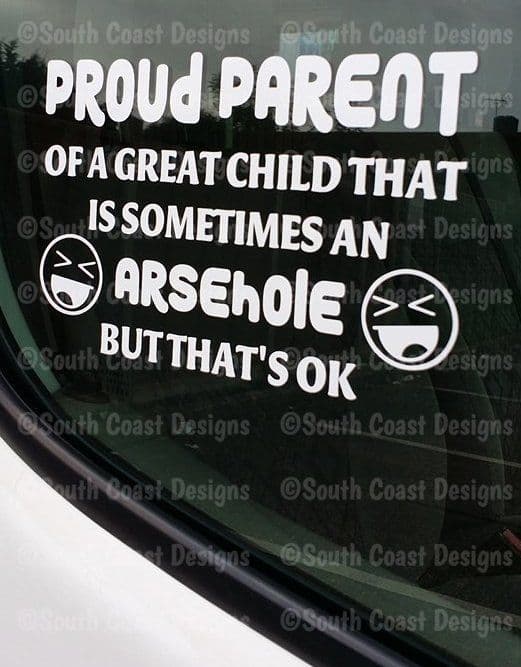 Proud Parent Of A Great Child That's Sometimes An Arsehole Sticker - Decal