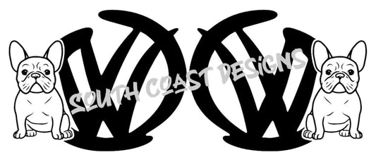 2 x VW French Bulldog Frenchie Logos - Side Designs